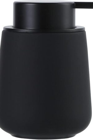 BosilunLife Black Soap Dispenser - Ceramic Dish Soap Dispenser for Bathroom 12ounce Refillable Liquid Hand Dispenser for Essential Oil, Lotion Dispenser with Pump (Rubber Paint)