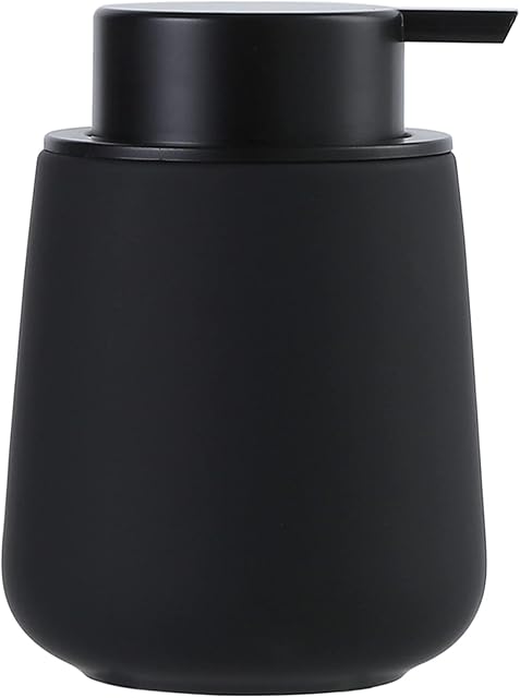 BosilunLife Black Soap Dispenser - Ceramic Dish Soap Dispenser for Bathroom 12ounce Refillable Liquid Hand Dispenser for Essential Oil, Lotion Dispenser with Pump (Rubber Paint)