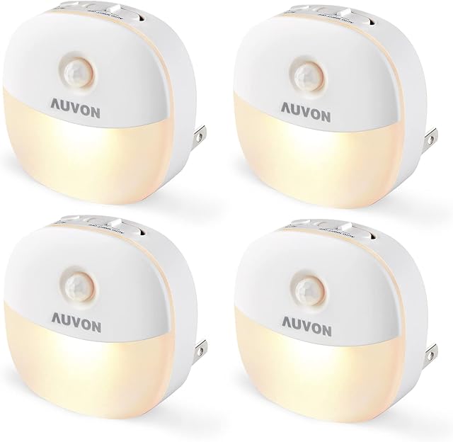 AUVON Plug in Night Light, Warm White, 4 Packs