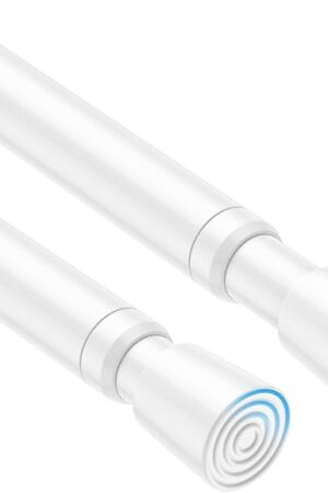 2 Pack Spring Tension Curtain Rod 32 to 58 inch Adjustable Curtain Rods No Drilling Spring Loaded Curtain Rods for Windows Doors, White