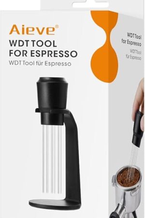 Aieve WDT Tool Espresso, Distribution Tool Espresso Accessories, 10 Needle Coffee Stirrer with Stand for Barista (Ease of Use in 2 Ways Installtion)