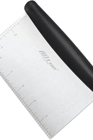 ALLTOP Bench Scraper & Chopper for Kitchen - Ideal Baking Essential Utensil,Stainless Steel Pastry/Dough/Food Cutter Tool for Cake Pizza Bread,Cooking - 1 Pack,Black