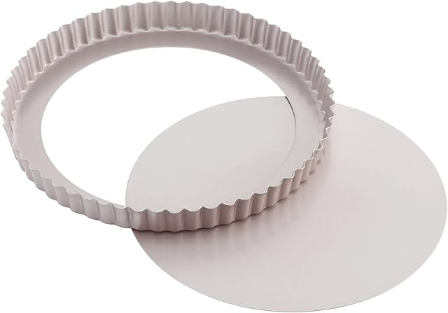 CHEFMADE 9.5-Inch Round Tart Pan with Removable Loose Bottom, Non-Stick Carbon Steel Quiche Pan for Oven Baking (Champagne Gold)