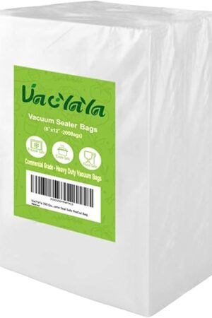 VacYaYa 200 Quart Size 8 x 12 Inch Vacuum Sealer Freezer Storage Machine Bags for Food,Vac Seal a Meal Bags with BPA Free Sous Vide Vaccume Seal Safe PreCut Bag
