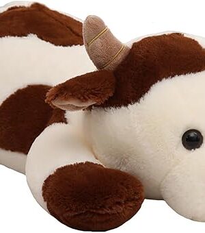 25.6 inch 5 lbs Cow Weighted Stuffed Animals, Large Weighted Plush Animal, Cute Plush Toy Pillow, Soft Kawaii Plushie Gifts for Adults, Kids, Boys and Girls(Off-White)