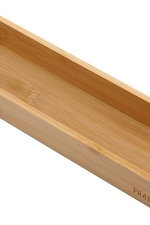 Bamboo Drawer Organizer - Kitchen Utensil Organizer Silverware Tray Cutlery Holder，Office Desk Supplies and Accessories (12x3x2.6 inch)