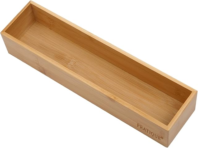 Bamboo Drawer Organizer - Kitchen Utensil Organizer Silverware Tray Cutlery Holder,Office Desk Supplies and Accessories (12x3x2.6 inch)