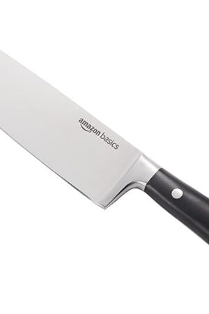 Amazon Basics Classic 8-inch Full Tang Stainless Steel Chef's Knife with Three Rivets, Silver