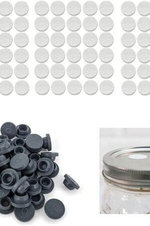 100PCS Self Healing Injection Ports and 120PCS Synthetic Filter Stickers Mushroom Growing Supplies（13.2mm for Ports &20mm for Stickers ）