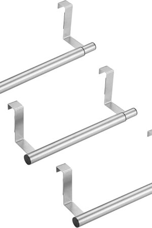 3 Packs Retractable Kitchen Towel Rack, Over Door Hand Towel and Washcloth Bar Holder