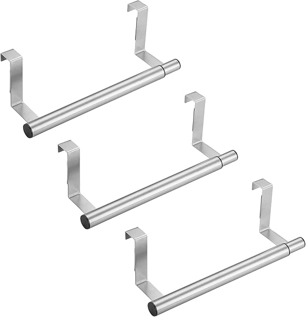3 Packs Retractable Kitchen Towel Rack, Over Door Hand Towel and Washcloth Bar Holder