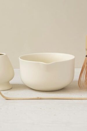 WENSHUO Matcha Kit - Premium Matcha Whisk Set with Traditional Bamboo Tools, Ideal Matcha Tea Set for Home (Crème)
