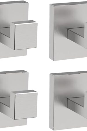 4 Pack Bathroom Towel Hook Brushed Nickel, Wall Mount Heavy Duty Wall Hooks, SUS 304 Stainless Steel Coat Hook ath Towel Hooks Robe Hook Holder
