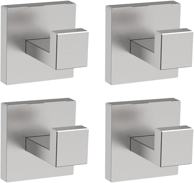 4 Pack Bathroom Towel Hook Brushed Nickel, Wall Mount Heavy Duty Wall Hooks, SUS 304 Stainless Steel Coat Hook ath Towel Hooks Robe Hook Holder