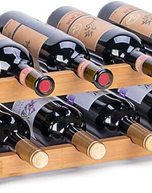 Bamboo Wine Rack - 2-Tier Countertop Display Shelf for 8 Bottles