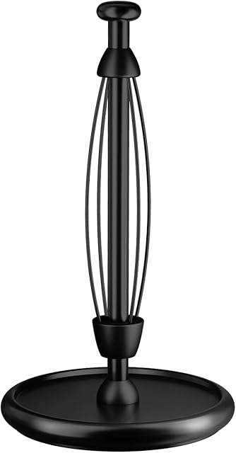 VEHHE Paper Towel Holder Countertop with Weighted Base, One-Handed Tear Paper Towel Holder with Damping Function and EVA Non-Slip Pad for Bathroom and Kitchen