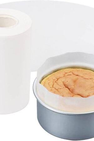 Cake Pan Side Liner Roll - 4 in x 164 ft Parchment Paper Strips for Baking, White Precut Circles