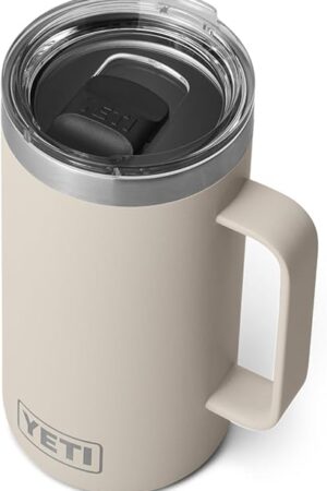 YETI Rambler 24 oz Mug, Vacuum Insulated, Stainless Steel with MagSlider Lid, Cape Taupe