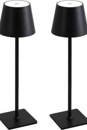 2 Pack Black Cordless Table Lamp LED Desk Lamp