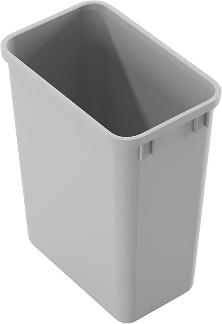 Dowell 35L Wastebasket Trash Container, 37Qt/9.2Gal, Plastic, Stackable, for Kitchen/Bathroom/Office, Fits Under Sink/Desk (Grey 4000 35 04)