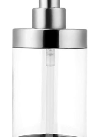 Dish Soap Dispenser Stainless Steel Case Acrylic Liner Hand Pump Dispenser Shatterproof and Leakproof Refillable Liquid Hand Soap Dispenser for Bathroom & Kitchen (10OZ/300ML)