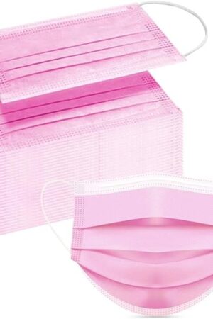 DC-BEAUTIFUL 100 Pcs Pink Disposable 3 Ply Earloop Face Masks,Fit for Adults