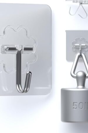 DDMY Hooks for Hanging, 24 Pack Wall Hooks 33lb(Max) Transparent Reusable Waterproof Adhesive Hook for Kitchen Curtain, Towel Hook for Bathrooms, Heavy Duty Self Coat Hook for Walls No Damage