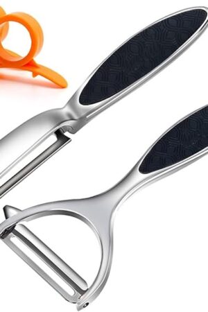 Vegetable Peeler, Potato Peelers for Kitchen Stainless Steel Multi-function Set Fruit Peeler For Kitchen and Household Tools Y & I Shape Swivel Blades with ​2 Orange Citrus Peelers