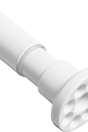 White Shower Curtain Rod 28"-52", Never Rust Anti-Slip Adjustable Tension Curtain Rods No Drilling, Heavy Duty Spring Enlarged Diameter 1" Tension Rod for Bathroom/Closet/Room Divider