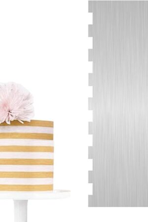 Cake Scraper Smoother Cake Decorating Supplies Kit 9 Inch Metal Bench Scraper for Baking Buttercream Smoother for Cakes Stainless Steel Frosting Cake Comb Edge Side Jagged Comb for Cream Cake