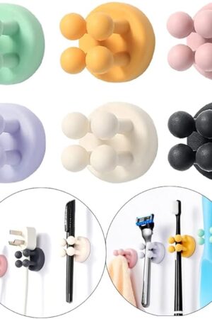 Wall Mounted Silicone Toothbrush Holders 6 Pcs