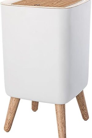 WanWanKa Mini White Plastic Trash Can, 2.6 Gallon Capacity, Slim Design, Anti-Odor, Easy to Clean, Suitable for Any Place
