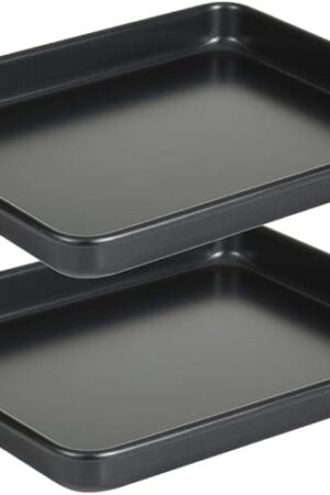 11 Inch Baking Sheets Pan Nonstick Set of 2, Walooza 1-inch Deep Baking Trays, 11X9 Inch Cookie Sheet Replacement Toaster Oven Tray, Non Toxic & Heavy Duty & Easy Clean
