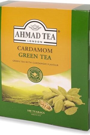Ahmad Tea Green Tea, Cardamom Teabags, 100 ct (Pack of 1) - Caffeinated & Sugar-Free