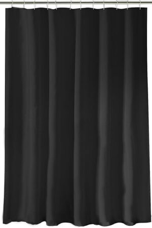 Bath Bliss Heavy Shower Curtain Liner, 12 Rust Resistant Metal Grommets, 3 Weighted Magnet Hem, Black