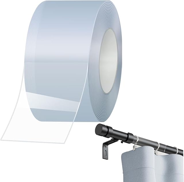 Curtain Drapery Ring Tape for Smooth Curtain Gliding Smooth and Silent Curtain Rod Slide Curtain Tape for Curtain Rings Drapery Ring Slide Tapes Prevents Curtain Rings from Catching on Rods(118IN)