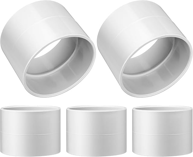 5 Pack Replacement Central Vacuum 2" PVC Stop Coupling Fitting Used for Rough