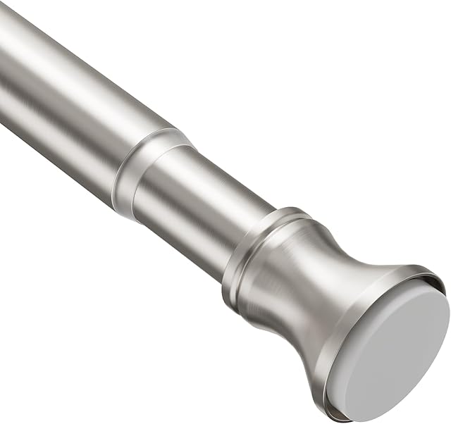 Amazer Spring Tension Shower Curtain Rod, 54-90 Inches Rust-Resistance Tension Curtain Rod Bathroom Rod, Adjustable Shower Curtain Rod No Drill, Nickel