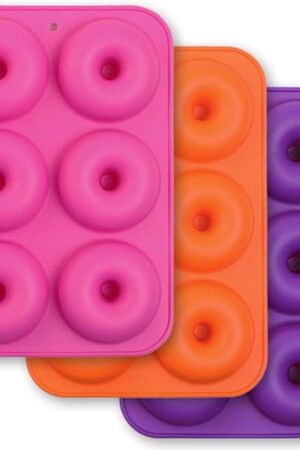6-Cavity Silicone Donut Mold, Silicone Bagel Mold, Non-Stick Donut Mold, Food Grade Silicone, BPA Free, 3 Pcs