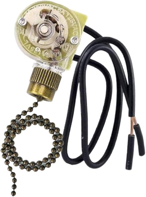 Ceiling Fan Light Switch Zing Ear Pull Chain ZE-109 Fan Light Switch, On-Off Speed with Pull Chain Compatible with Ceiling Fans, Lamps and Wall Lights (1, Bronze)