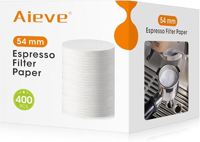 Aieve Espresso Paper Filter Compatible with Breville Barista Coffee Maker, 54 mm Portafilter Paper Filter Puck Screen Espresso Accessories (400 Pcs)