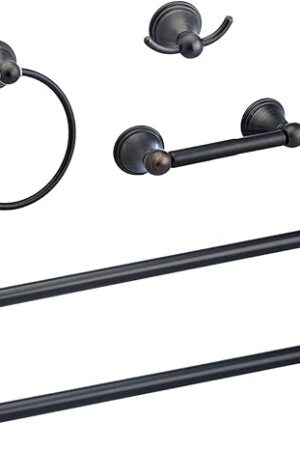 Amazon Basics AB-BR817-OR Variety Pack Modern Bathroom Accessories Towel Holder, 5 Piece, Oil Rubbed Bronze