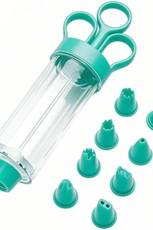 Cupcake Injector/Decorating Icing Set, 9-Piece Set, Stainless Steel Laminating gunCookie gunSqueeze cookie makerCream laminating gunLaminating nozzleSoluble beansBaking tools (green 9pcs)