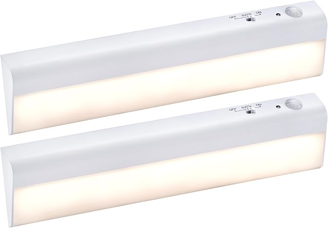 BLACK+DECKER PureOptics LED Battery Operated Under Cabinet Lighting, Motion Sensor On/Off, Warm White LED, Stick-On Install for Kitchen & Closets - 2 Bars