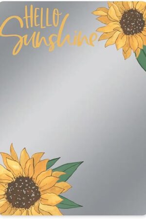 Canopy Street Hello Sunshine Magnetic Mirror / 5" x 7" Shatterproof School Locker Accessory/Teen Girl Sunflower Decor/Beautiful Sunflower Mirror/Made in The USA