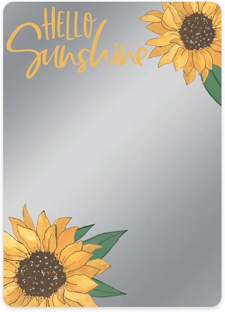 Canopy Street Hello Sunshine Magnetic Mirror / 5" x 7" Shatterproof School Locker Accessory/Teen Girl Sunflower Decor/Beautiful Sunflower Mirror/Made in The USA