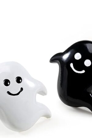 CHICTIE Halloween Shower Curtain Hooks, Black White Nightmare Decorative Shower Rings for Bathroom Shower Curtains Rods,Set of 12 Premium Rust-Resistant Shower Hooks Hangers Cute Spooky Design
