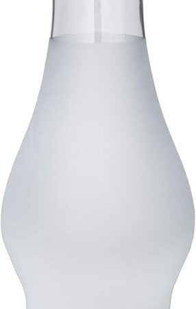 B&P Lamp® 3 Inch by 8 1/2 Inch Glass Lamp Chimney with 3/4 Frosted Design for Vintage and Antique Style Globes