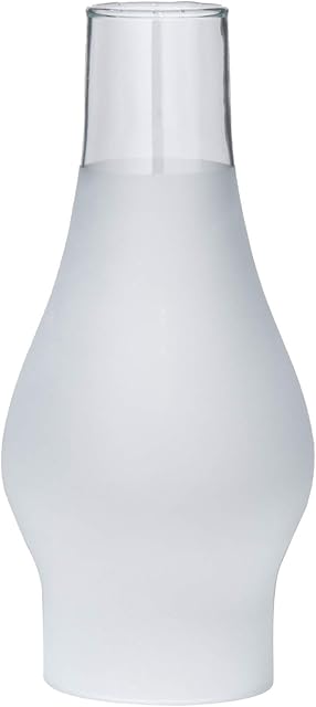 B&P Lamp® 3 Inch by 8 1/2 Inch Glass Lamp Chimney with 3/4 Frosted Design for Vintage and Antique Style Globes