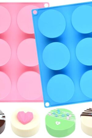 Cake Puck Mold Set, Silicone Cookie Molds Round Cylinder Chocolate Covered Mold (2, Multi)